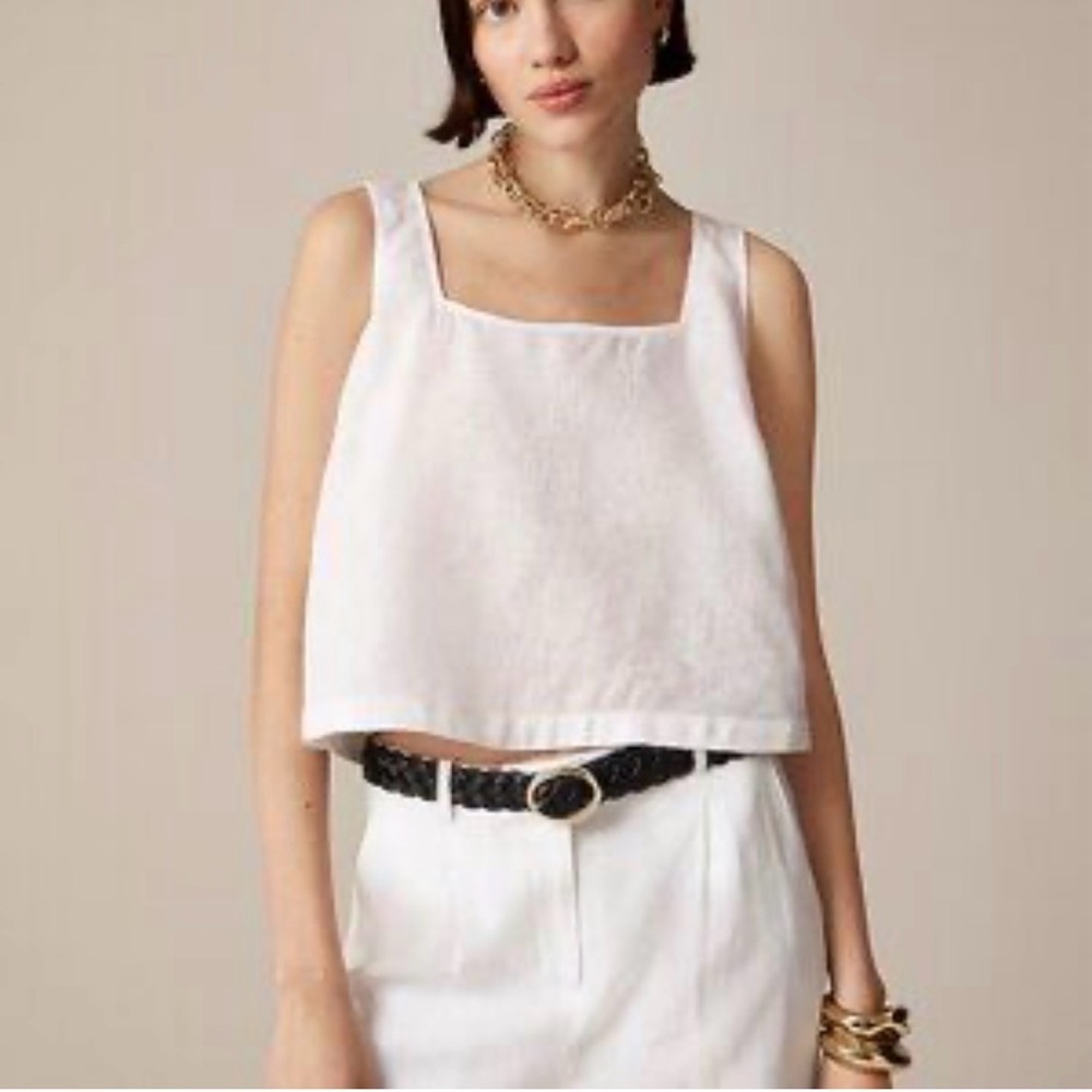 NWT J.Crew Squareneck button-back top in linen
Size M